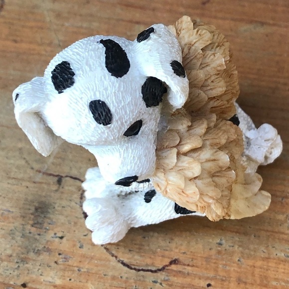 Playful Dalmatian Pup in Angel Wings Sitting & Smiling - Picture 5 of 6